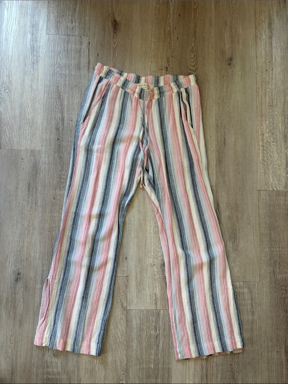 cloth & stone Striped Wide-Leg Pants in Pink, Gray & Cream